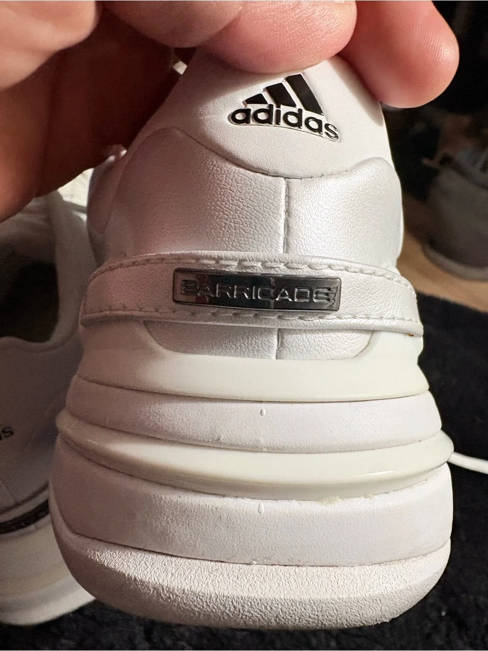 Adidas Barricade Classic Bounce Tennis Shoes White Metallic Silver Size 6